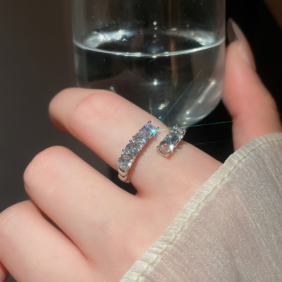 Korean-style ultra-shiny full-diamond floral bracelet ring set, niche light luxury with a high-end feel, versatile and stylish ins-style jewelry - view 7