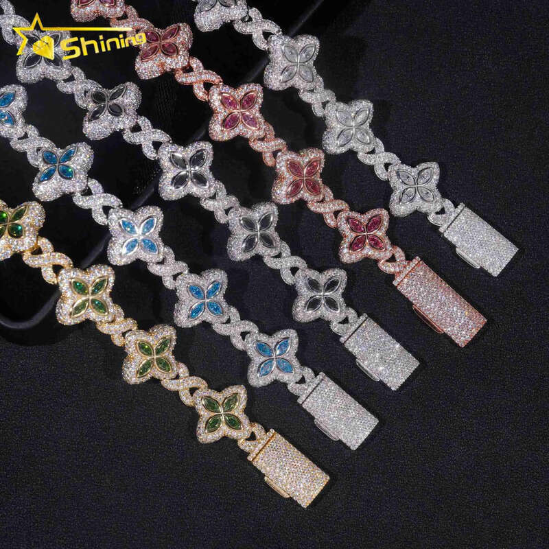 2026 New Stocks Pass Diamond Tester Silver 925 Gold Plated Hip Hop Jewelry Custom Colored Moissanite Cuban Bracelet - view 7