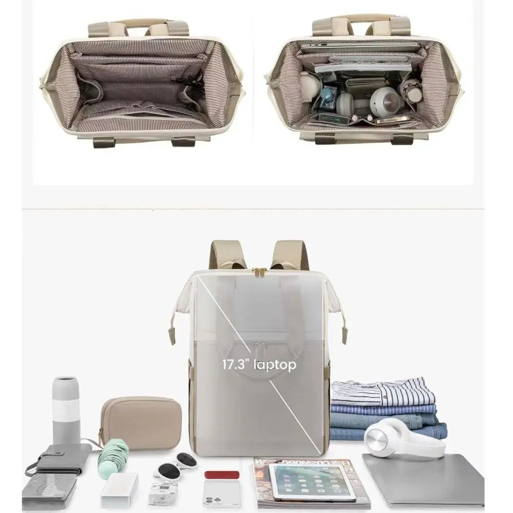 versatile and simple crossborder womens travel laptop large capacity luggage cream colored backpack y260615 - view 3