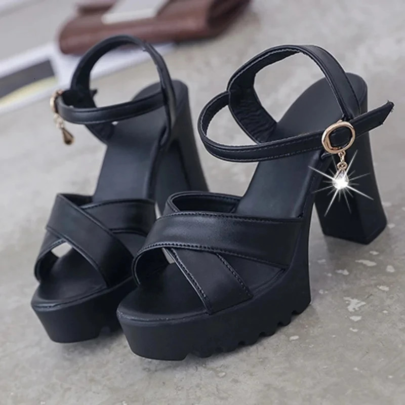 Women Fish Mouth Platform High Heels Wedges Buckle Sandals Shallow Hollow Open Toe Shoes Woman Party Footstep Office Pumps 260625 - view 5