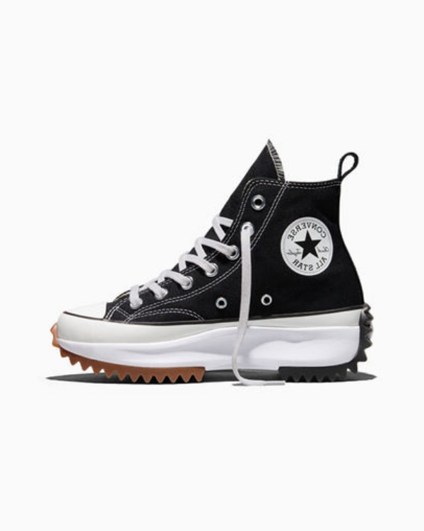 Converse Run Star Hike Retro Black High Top Canvas Sneakers Chunky Platform Jagged Rubber Sole Lightweight Breathable Non Slip Street Casual Shoes for - view 3