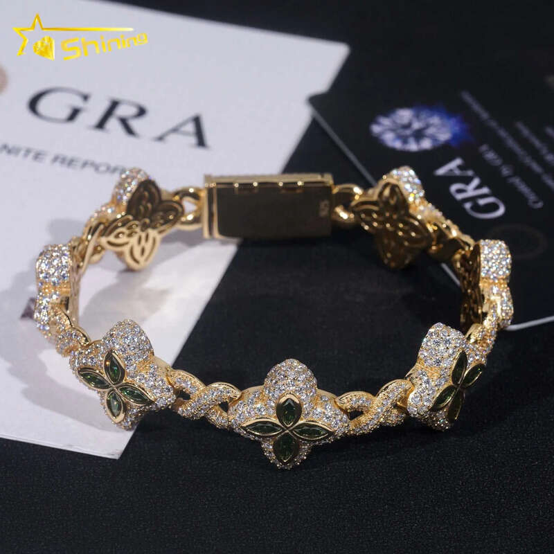 2026 New Stocks Pass Diamond Tester Silver 925 Gold Plated Hip Hop Jewelry Custom Colored Moissanite Cuban Bracelet - view 4