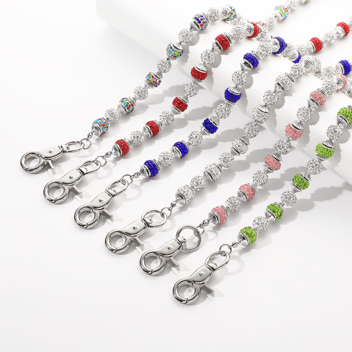 Round bead rhinestone multi-color punk pants chain unisex waist accessory Gothic pocket multifunctional chain 241116