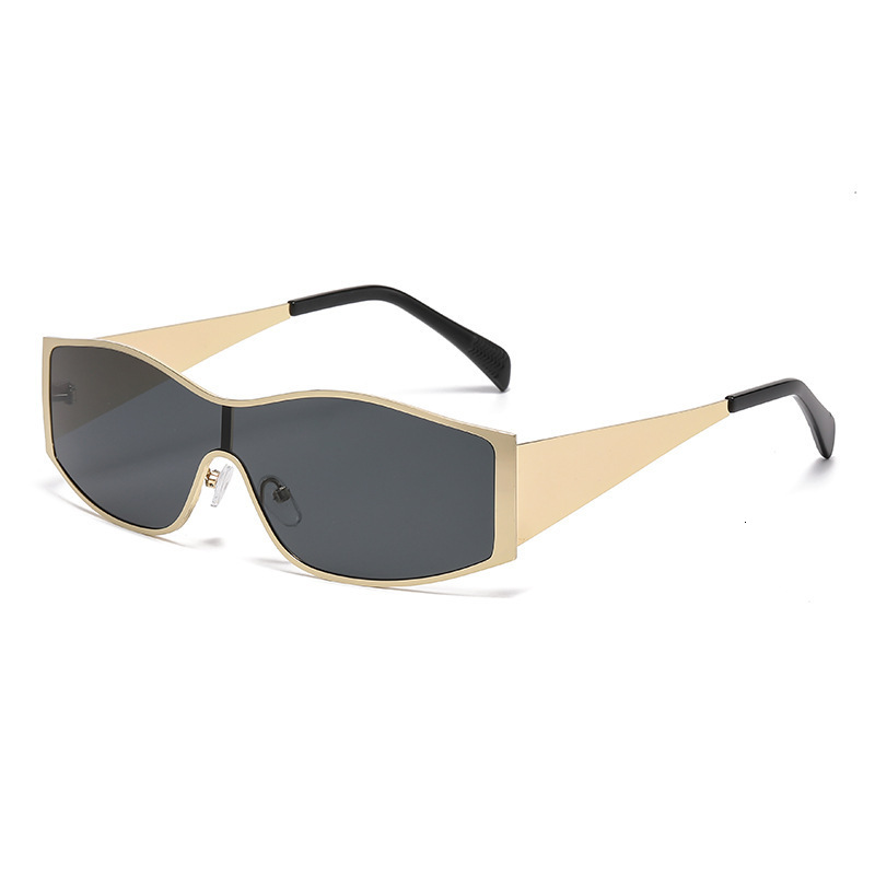 Y2K Sunglasses, Women's Gold Metal Wrap-Around Eyewear, Gradient Black Lenses - UV380-Rated Protection, Waterproof Coating, Casual Retro Eyeglasses fo - view 6