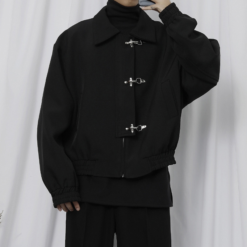 Retro Airplane Buckle New Jacket Men'S And Women'S Street Sense Loose Casual Jacket