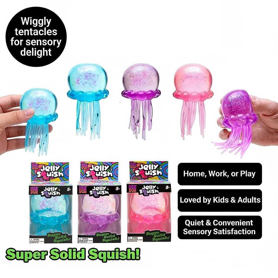 Cube Trending Nee Doh Jellyfish Squish Toy Soft Jelly Squeeze Stress Relief Fidget Toys Sensory NeeDoh for Kids Adults M260611 - view 6