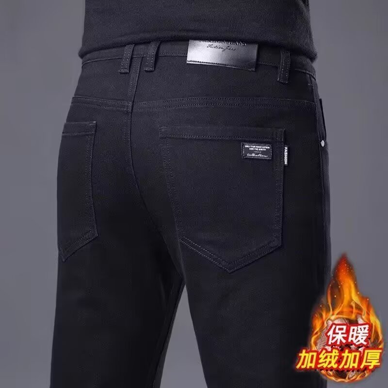 Corduroy Winter Fleece Warm Corduroy Pants Men Thick Casual Business Stretch Velvet Trousers 240918