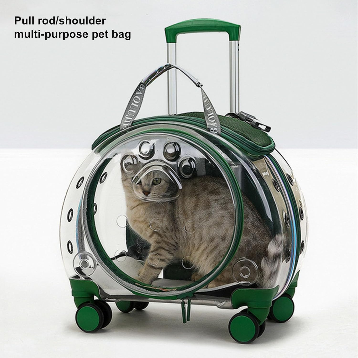 LBY Cat Carrier with Wheels, Rolling Pet Carrier on Wheels, Cat Dog Backpacks for Carrying Cats, Bubble Expandable Backpack Carrier, for Travel Hiking