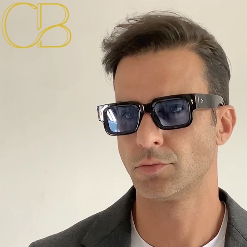 New Vintage Small Square Sunglasses For Men Women Fashion Retro Thick Edge Frame Luxury Male Sun Glasses Shades UV400 Eyeglasses CB