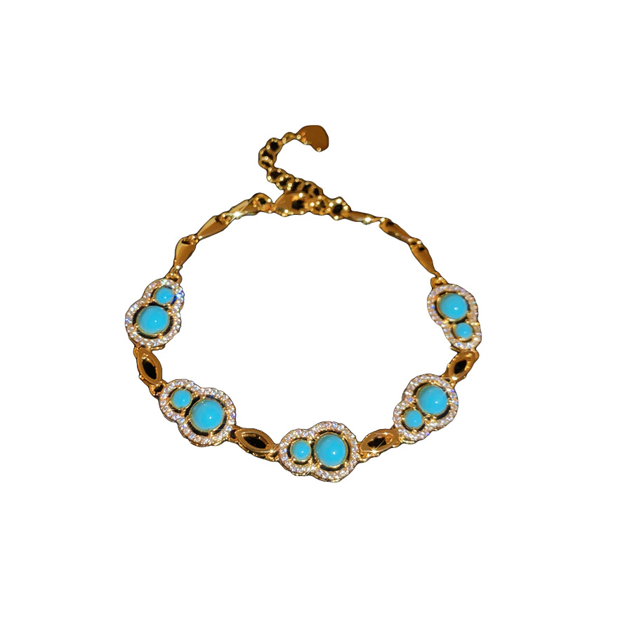18k real gold plated diamond-encrusted gourd bracelet, light luxury with a high-end feel, exquisite vintage style, versatile hand accessory - view 9