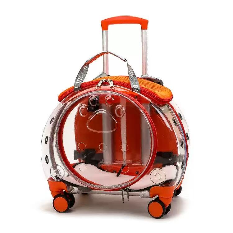 LBY Cat Carrier with Wheels, Rolling Pet Carrier on Wheels, Cat Dog Backpacks for Carrying Cats, Bubble Expandable Backpack Carrier, for Travel Hiking