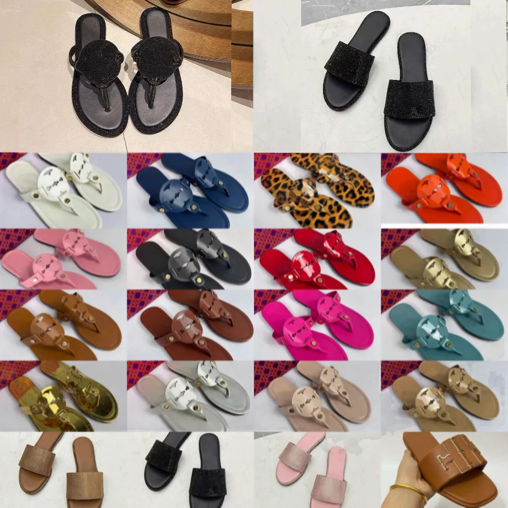 beach sandals flat sandals slipper slides woman sandals Designer Sandals Slippers Summer Slides Flip Flops Flat Embroidered Printed sliders Women With Box 35-42