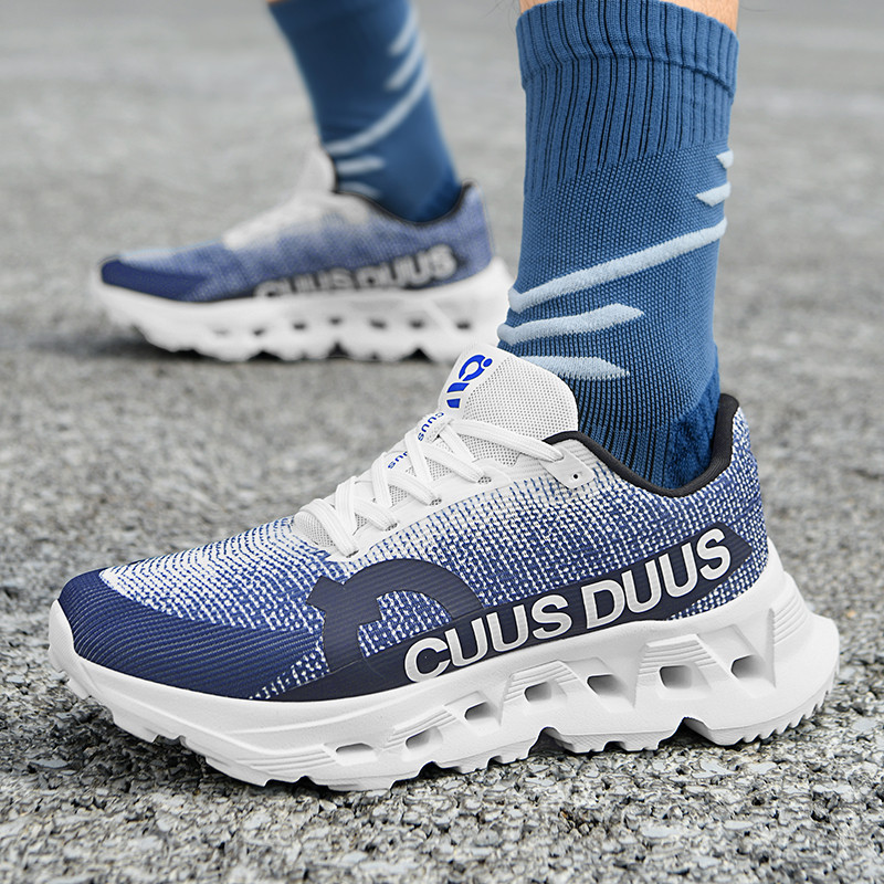 CUUS DUUS Gradient Knit Mesh Running Shoes Hollow Out Shock Cushion Chunky Sole Non-slip Unisex Track Jogging Trainers - view 5
