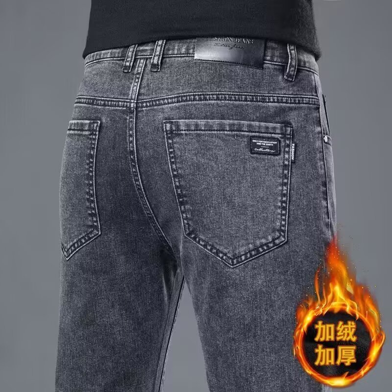Corduroy Winter Fleece Warm Corduroy Pants Men Thick Casual Business Stretch Velvet Trousers 240918