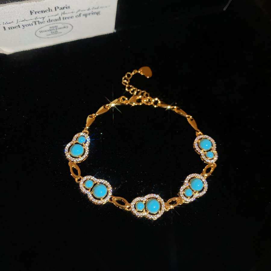 18k real gold plated diamond-encrusted gourd bracelet, light luxury with a high-end feel, exquisite vintage style, versatile hand accessory - view 7