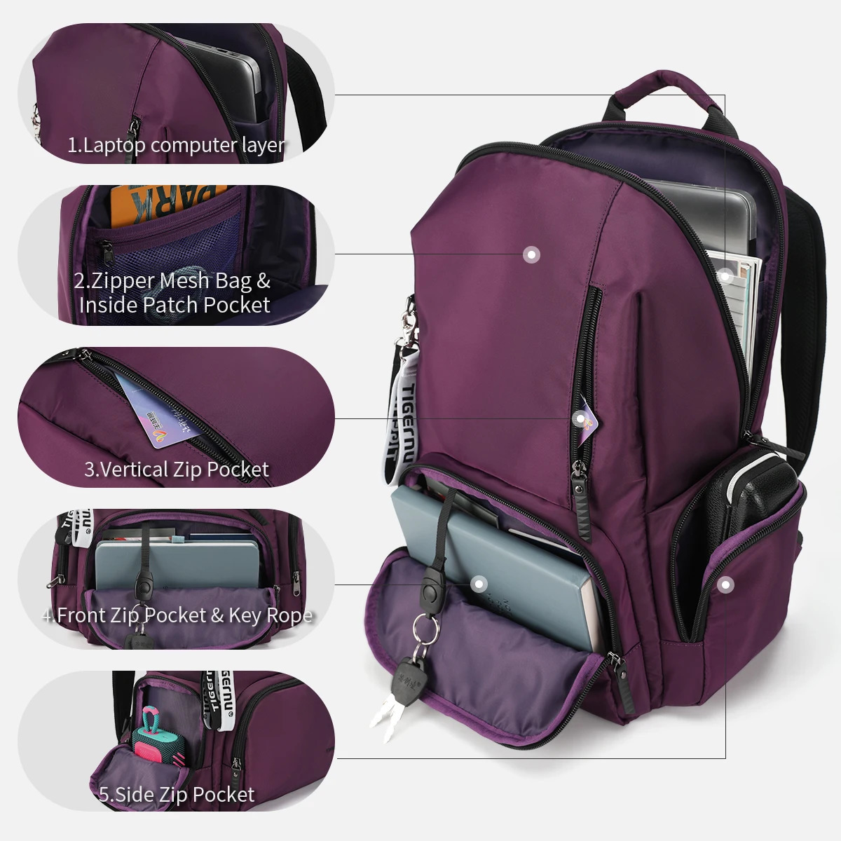 Tigernu School Backpack For Girls 14inch Laptop Backpack Waterproof Travel Bags Knapsack y260615 - view 5
