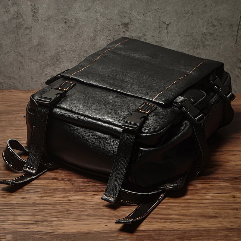Men Top Grain Leather Backpack 15 Inch Laptop Bag For Daily Commute Travel Outdoor Hiking Genuine Durable Rucksack y260615 - view 5
