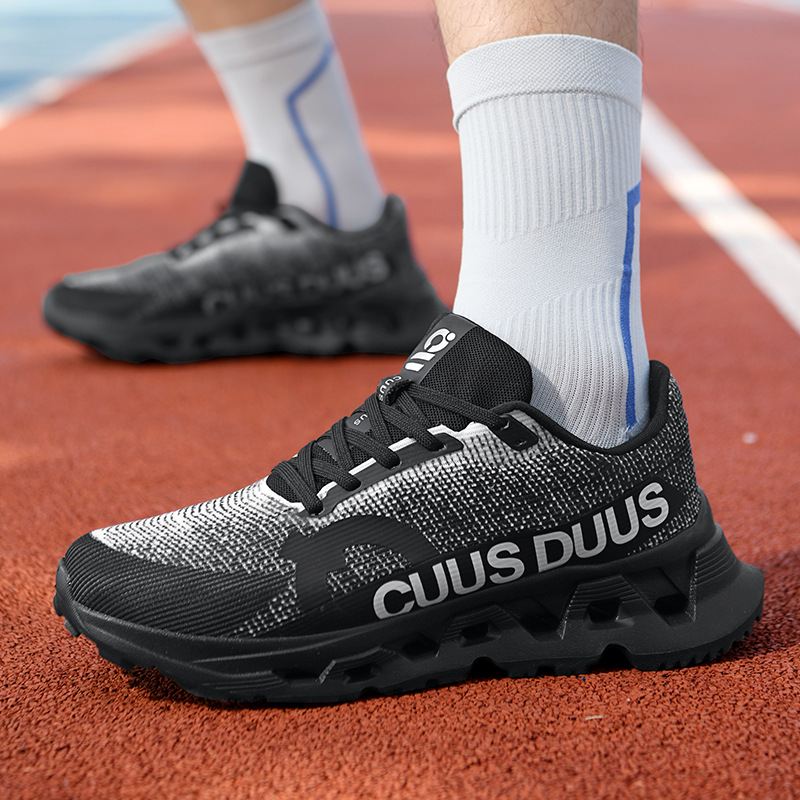 CUUS DUUS Gradient Knit Mesh Running Shoes Hollow Out Shock Cushion Chunky Sole Non-slip Unisex Track Jogging Trainers - view 3