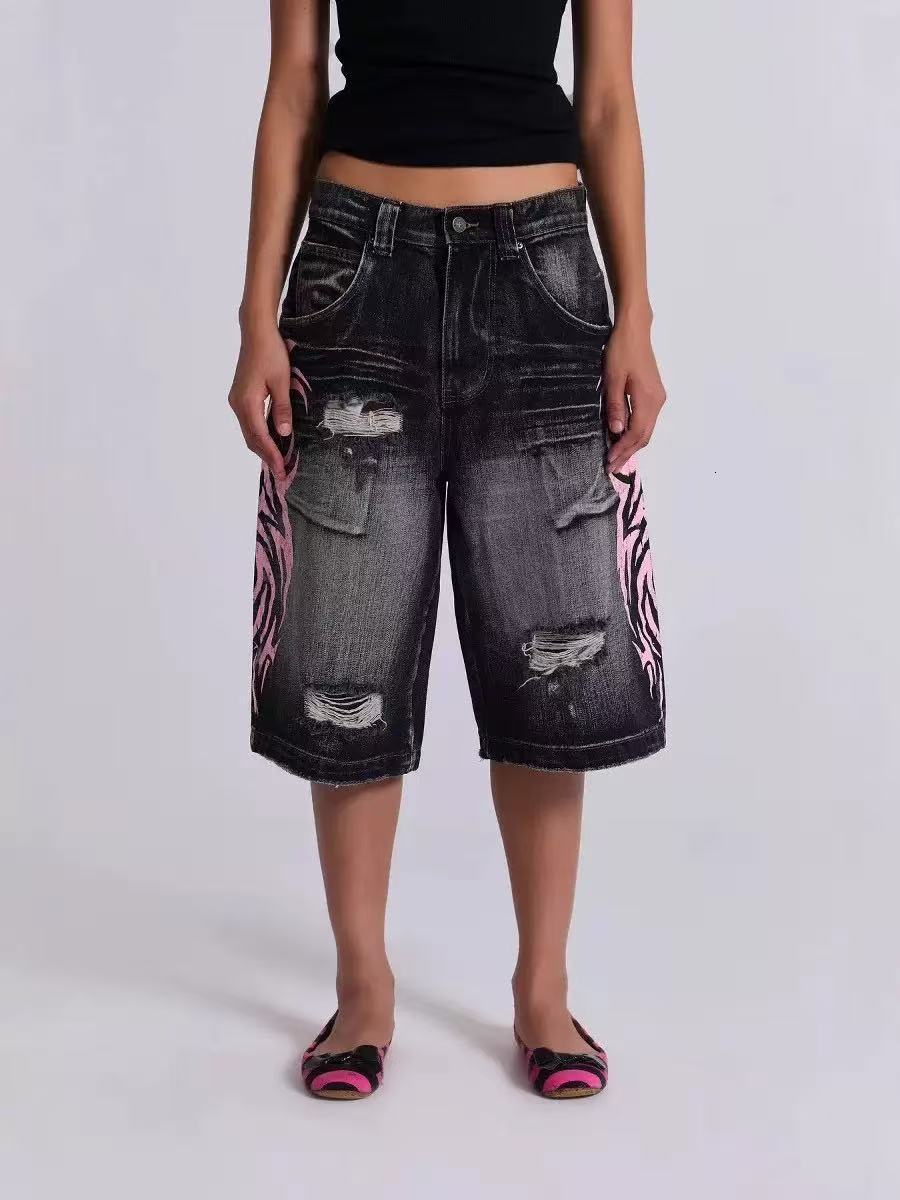 Y2K High Street Jeans Mens Retro Washed Oversized Printed Harajuku Pants Couple American Street Leisure Overalls Unisex 250208