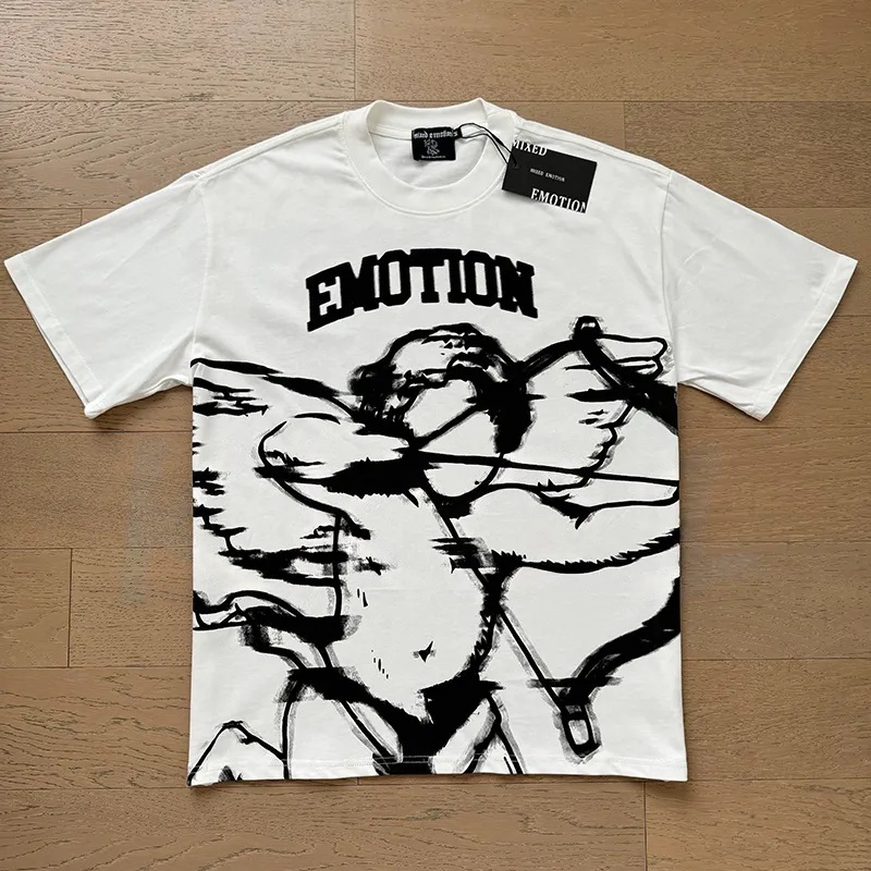 Mixed Emotion Premium Quality T shirt with Cupid graphic rhinestone print luxury oversize short sleeve tshirt Emotional Dark Aesthetic style streetwea - view 6