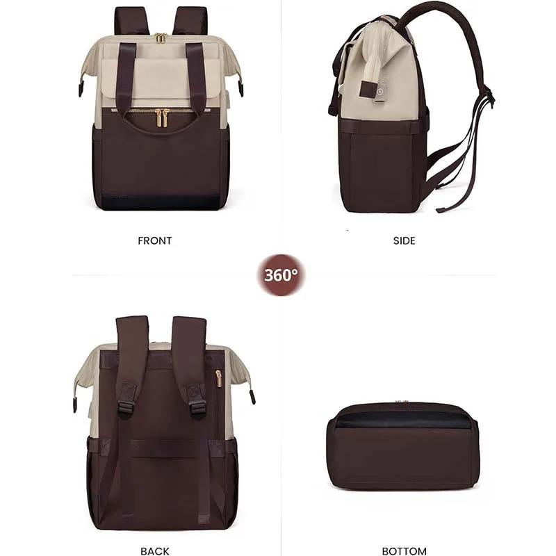 versatile and simple crossborder womens travel laptop large capacity luggage cream colored backpack y260615 - view 5