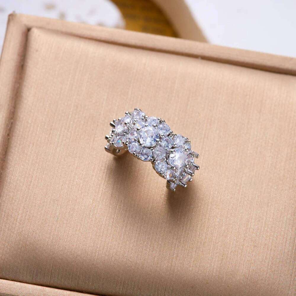 Luxury Silver Tone Copper Flower Ear Cuff for Women Full Cubic Zirconia Pave Clip Earring Elegant Party Wedding Gift Accessories - view 4