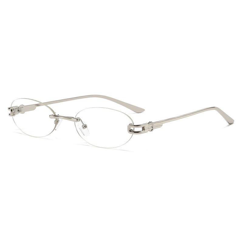 Designer Luxury Brand Rimless Oval Sunglasses Metal Frame With Chain-link Detail Trendy Fashion Eyewear For Ladies Streetwear Vacation Daily Wear - view 5