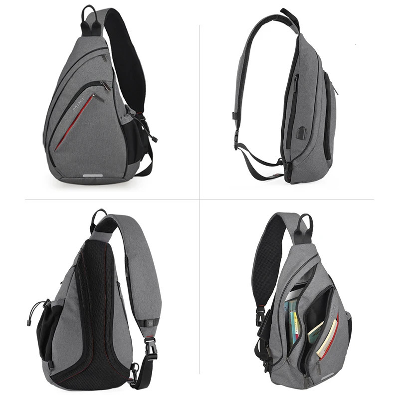 Mixi Men One Shoulder Backpack Women Sling Bag Crossbody USB Boys Cycling Sports Travel Versatile Fashion Student School y260615 - view 4