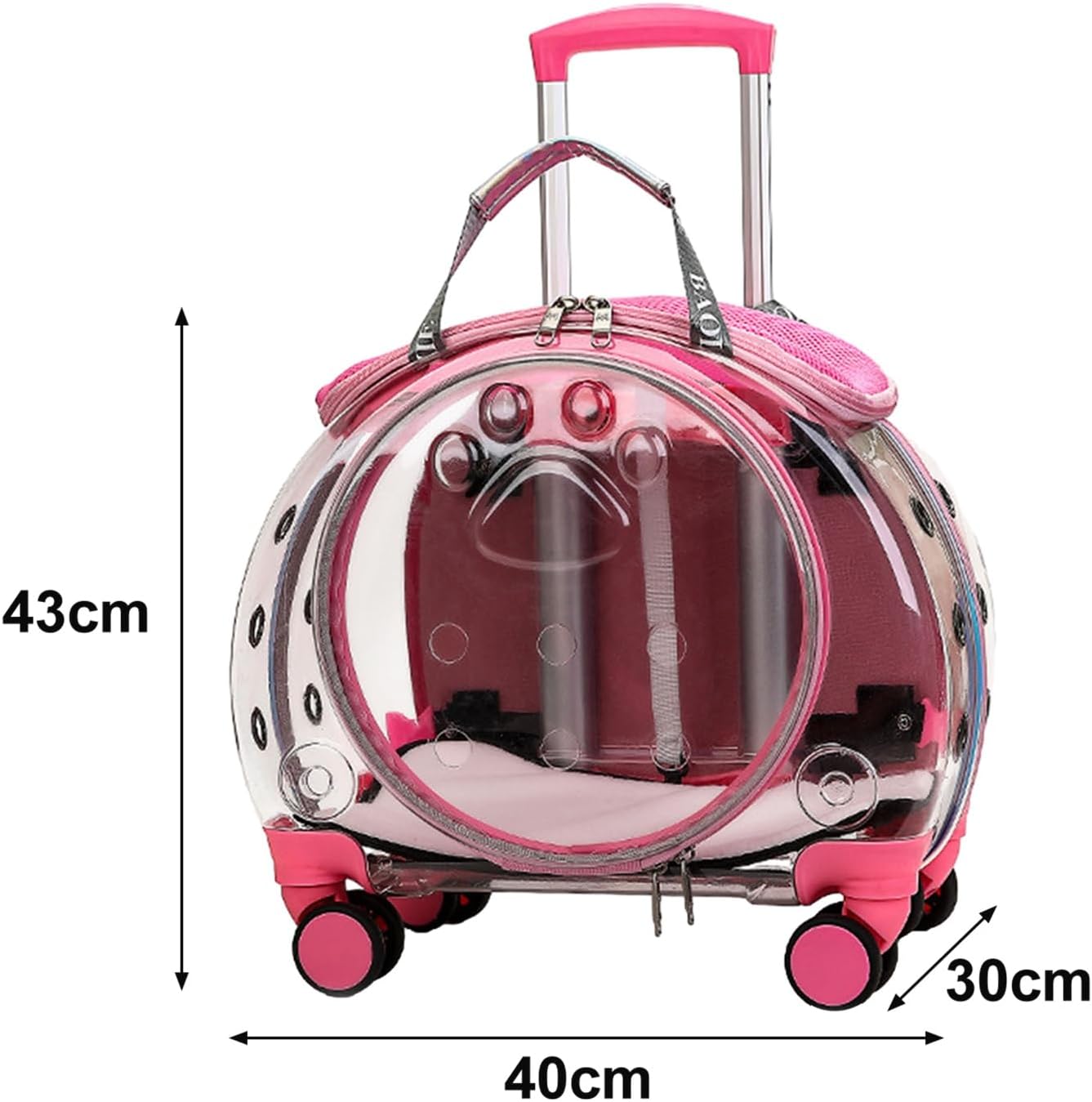 LBY Cat Carrier with Wheels, Rolling Pet Carrier on Wheels, Cat Dog Backpacks for Carrying Cats, Bubble Expandable Backpack Carrier, for Travel Hiking