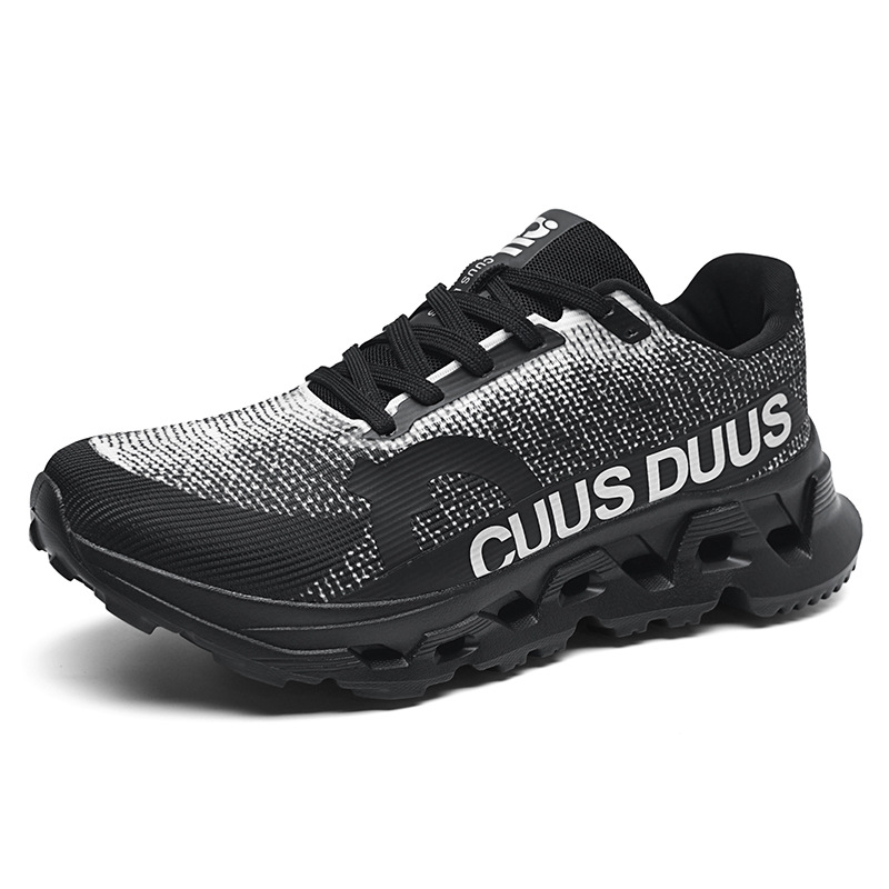 CUUS DUUS Gradient Knit Mesh Running Shoes Hollow Out Shock Cushion Chunky Sole Non-slip Unisex Track Jogging Trainers - view 7