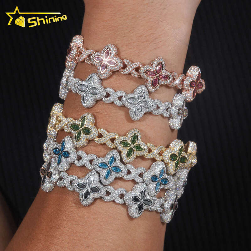 2026 New Stocks Pass Diamond Tester Silver 925 Gold Plated Hip Hop Jewelry Custom Colored Moissanite Cuban Bracelet - view 3