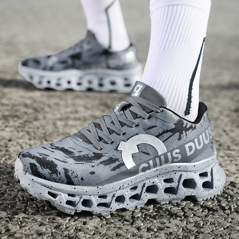 CUUS DUUS Mesh Running Shoes Hollow Shock Absorbing Khaki Thick Sole Sport Sneakers For Men Outdoor Jogging Hiking Daily Training Walking Footwear - view 6