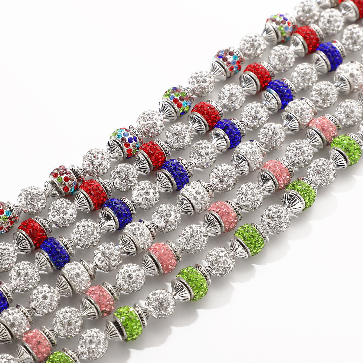 Round bead rhinestone multi-color punk pants chain unisex waist accessory Gothic pocket multifunctional chain 241116