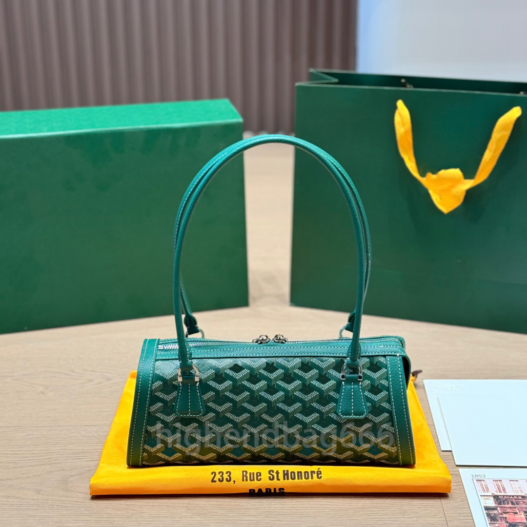 Designer Bag Luxury Geometric Print Mini Cylinder Shoulder Bag Women Vintage Green Leather Armpit Handbag Niche Designer Style Daily Commute Clutch Purse