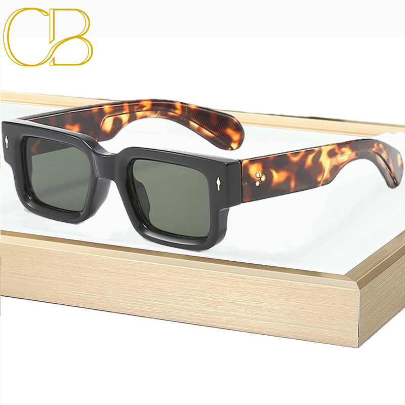 New Vintage Small Square Sunglasses For Men Women Fashion Retro Thick Edge Frame Luxury Male Sun Glasses Shades UV400 Eyeglasses CB