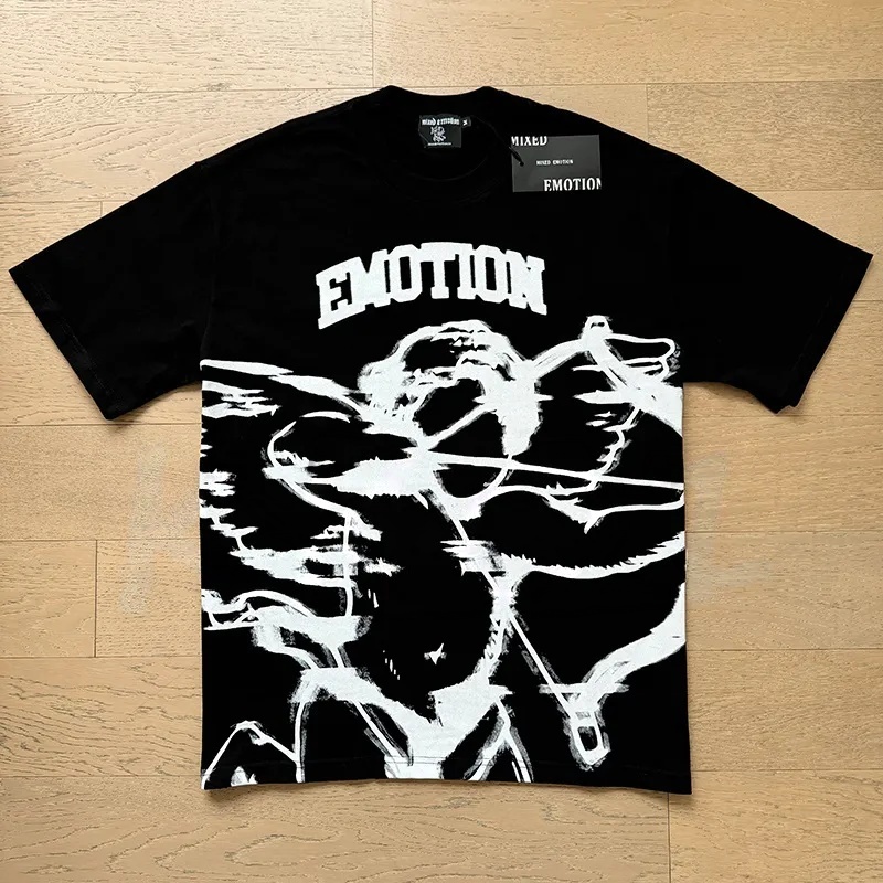 Mixed Emotion Premium Quality T shirt with Cupid graphic rhinestone print luxury oversize short sleeve tshirt Emotional Dark Aesthetic style streetwea - view 5