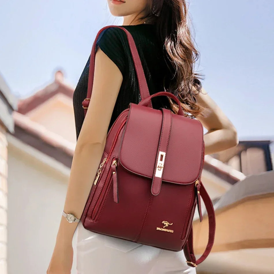 Women Large Capacity Backpack High Quality Leather Vintage Bags for School Travel Rucksack Ladies Bookbag Knapsack y260615 - view 3