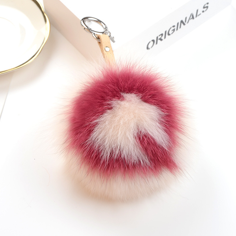 15cm bag pendant jewelry keychain whole leather fox fur ball fox letter ball fur pendant 250409