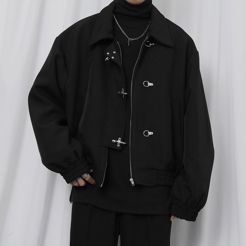 Retro Airplane Buckle New Jacket Men'S And Women'S Street Sense Loose Casual Jacket