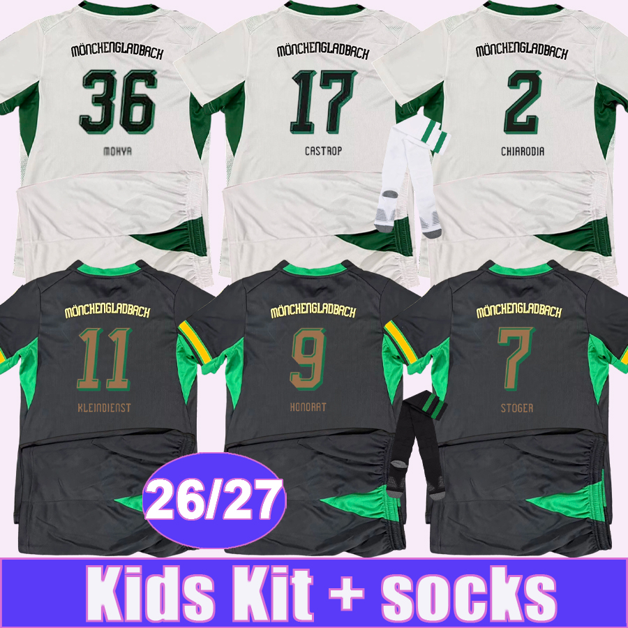 26 27 Monchengladbach Kids Kit Soccer Jerseys CHIARODIA HONORAT NEUHAUS KLEINDIENST STOGER NEUHAUS Home Away Football Shirts Uniforms