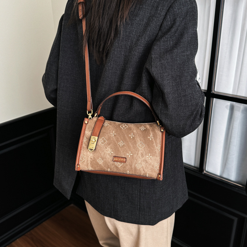 Senior Sense Bag Female New Style Retro Temperament Boston Bag Everything Fashion Handbag Shoulder Crossbody Bag