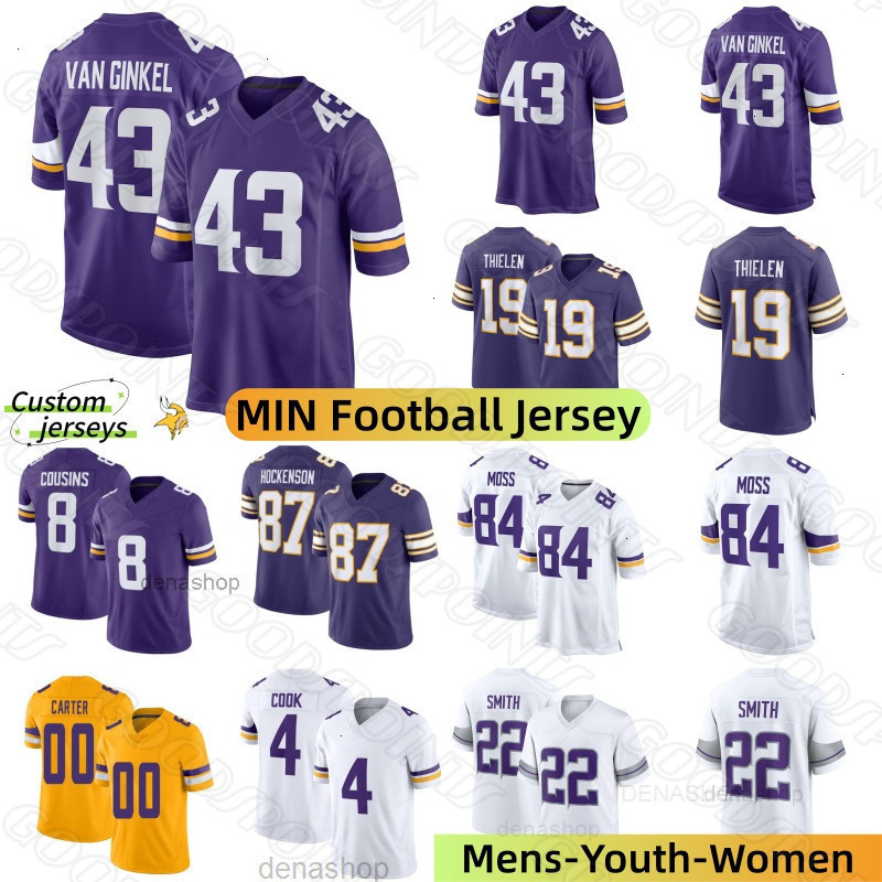Minnesota Justin Jefferson VikingsS Jersey Harrison Smith JJ McCarthy Van Ginkel Ham Reichard Kyler Murray Randy Moss Caleb Banks ONeill vikinges Foot