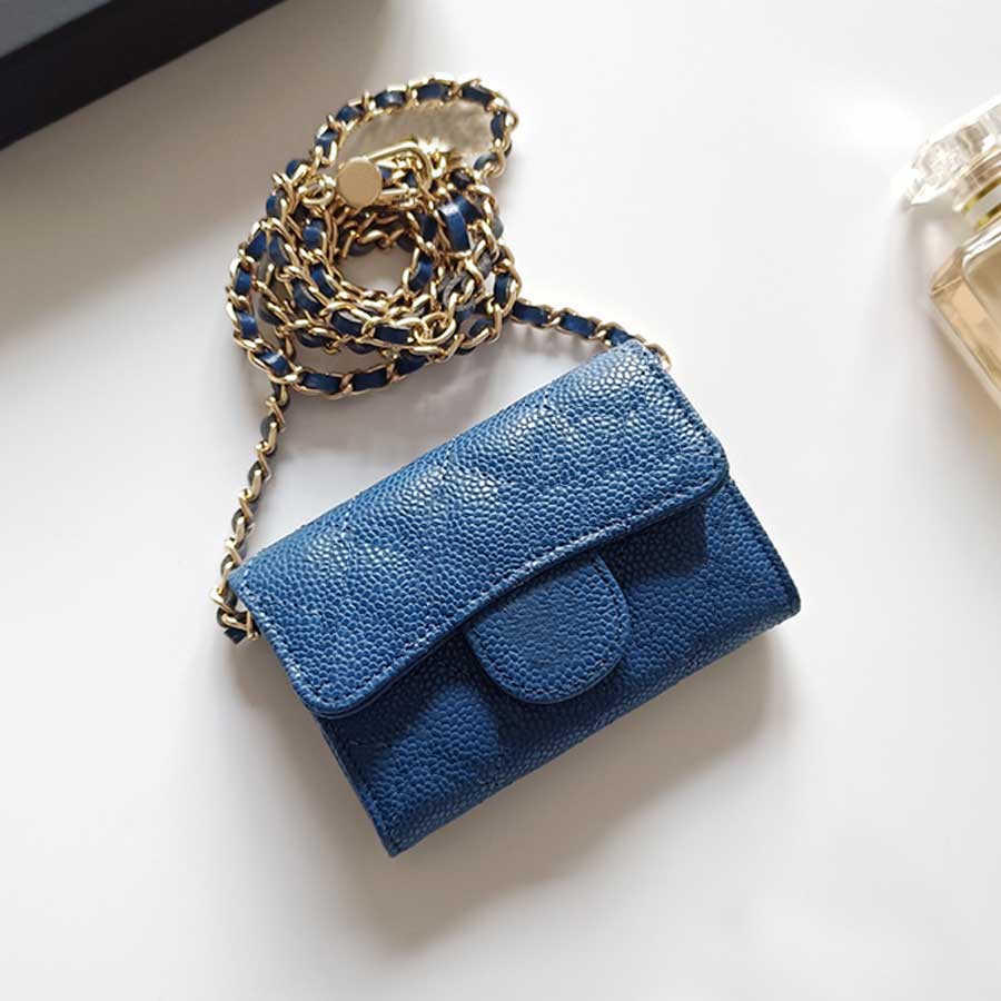 Chain wallet designer woman purse Caviar cowhide wallet top quality pocket organizer small cover bag lady coin purse