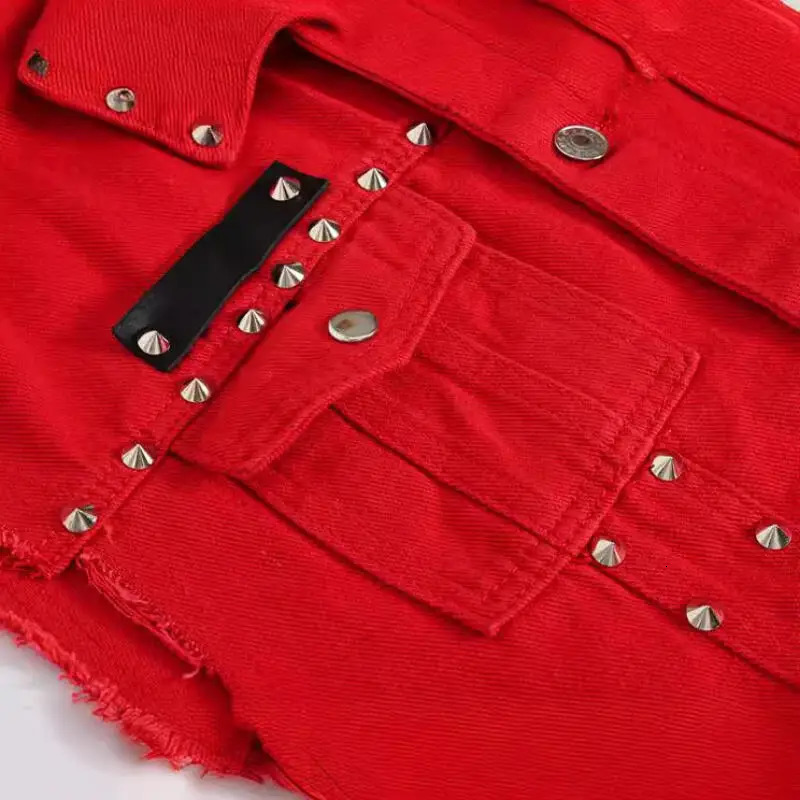 2026 Spring Fashion Men Red Denim Vest Rivets Studded Sleeveless Jacket Casual Waistcoat Cotton Cowboy Hip Hop Streetwear 260611 - view 5