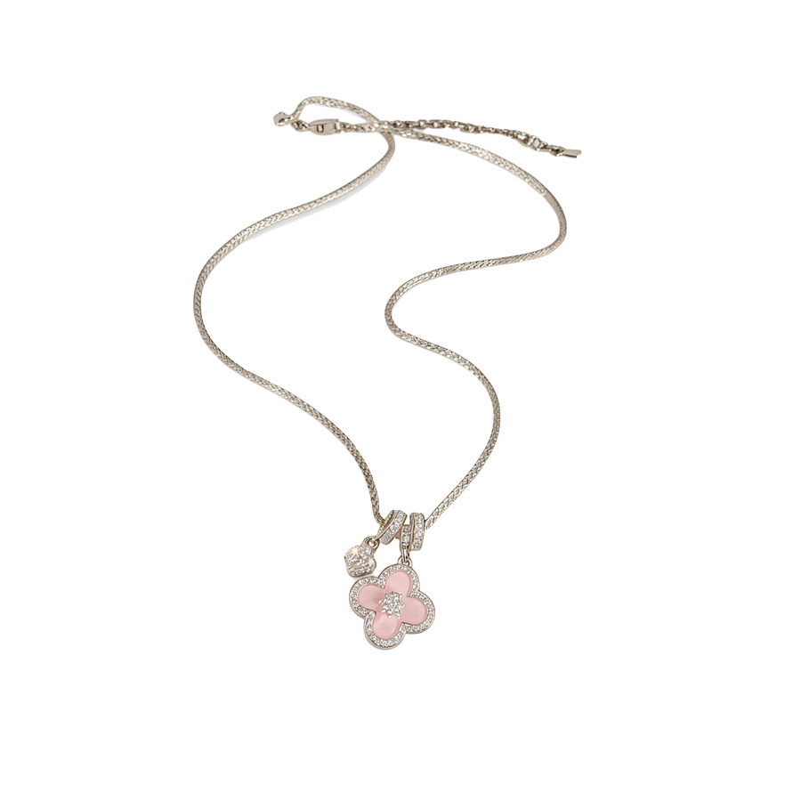 Summer Fresh Pink Lucky Flower Pendant Necklace, Light Luxury Niche Collarbone Chain, Simple Sweet Versatile Choker - view 9