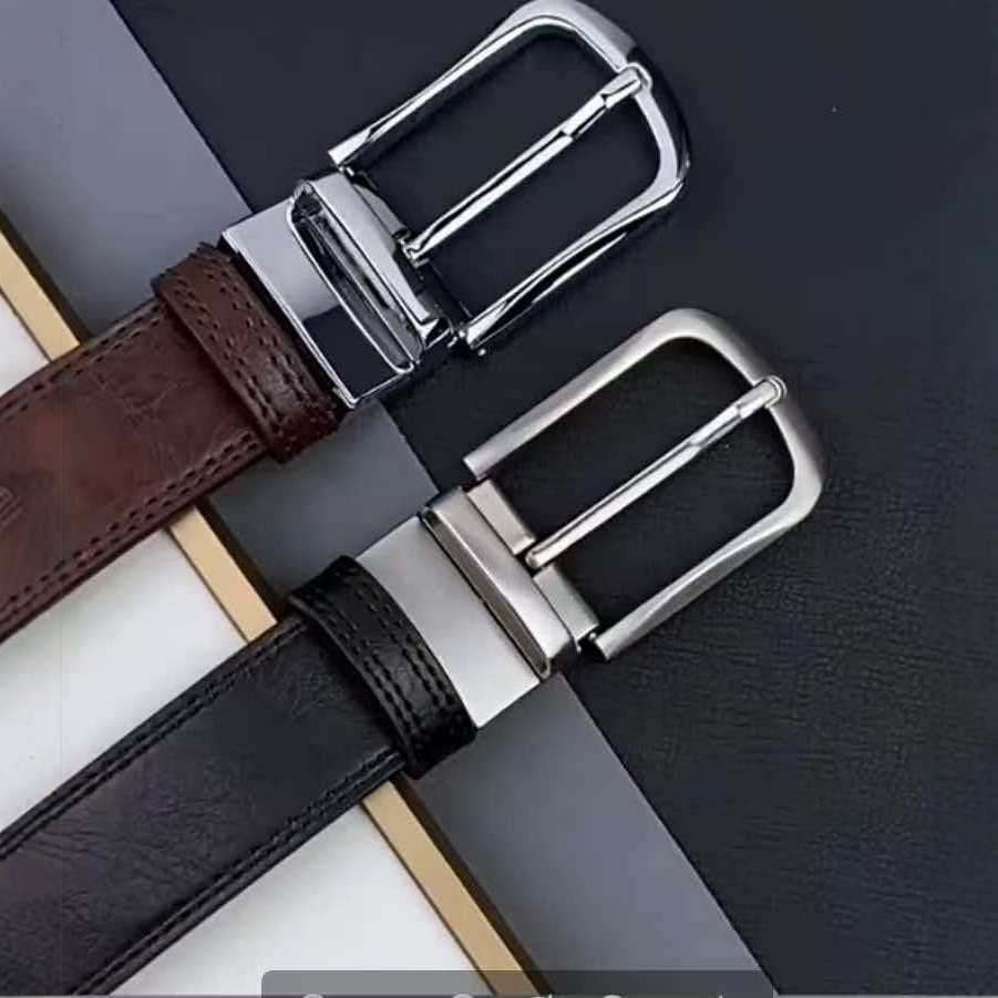 Men's Fashion Casual Double-Ended Leather Belt with Stud Clasp, Versatile and Stylish, Perforated Design, Wholesale Available C260606