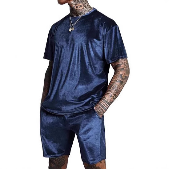 2025 Solid Color Sports Fitness Clothing Casual Running Short Sleeve Set DeRong