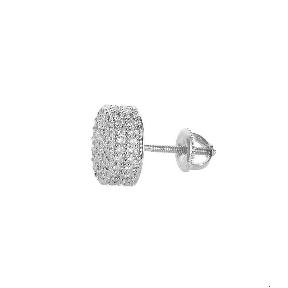Hip-hop round zircon stud earrings with silver pins womens jewelry niche simple accessory 251212
