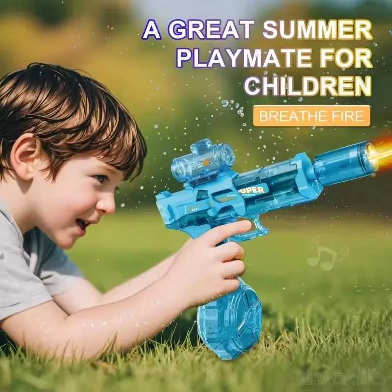 LED Ice Mouse Simulation Fire Fighting Childrens Electric Water Gun Large Capacity Automatic Continuous Water Gun Childrens L260612OTJB