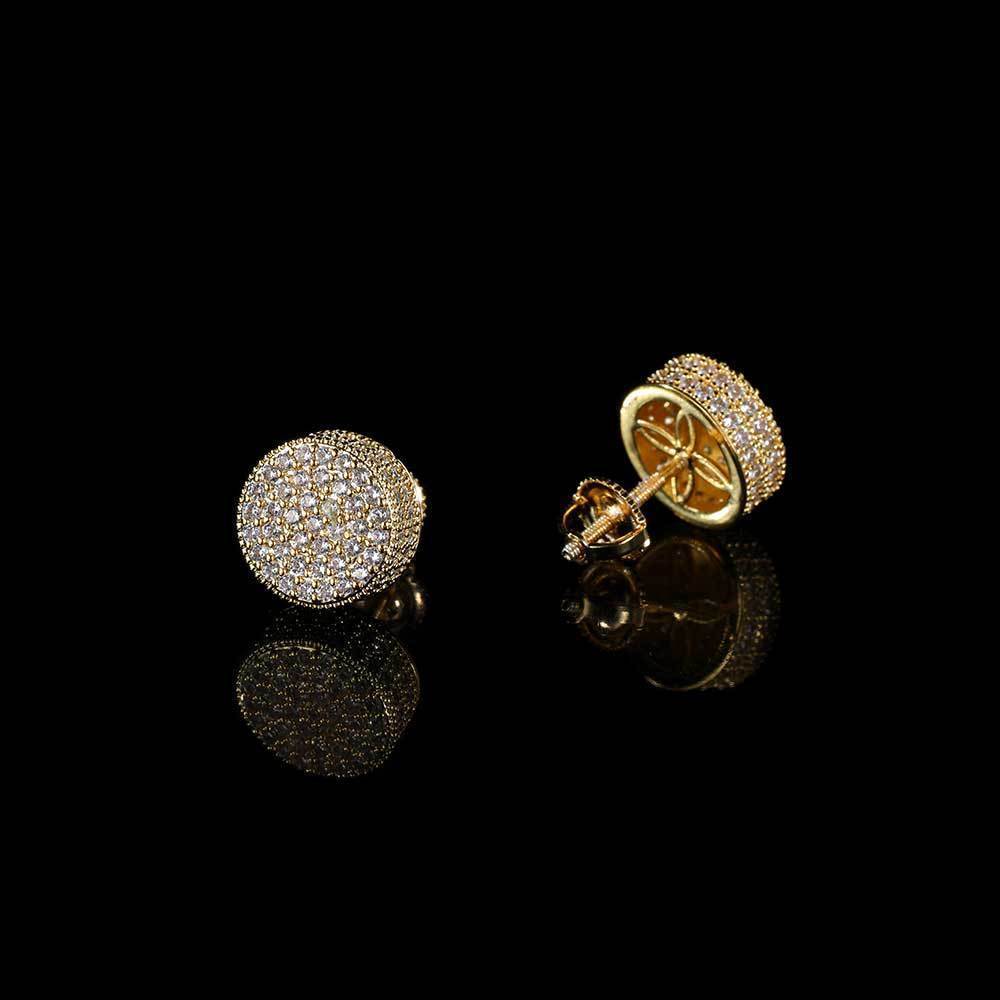 Hip-hop round zircon stud earrings with silver pins womens jewelry niche simple accessory 251212